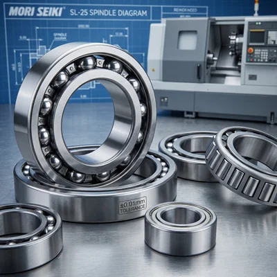 Spindle Bearing Replacement for Mori Seiki SL-25 CNC Lathe - High-Precision Steel Parts ±0.01mm - Old Machine Parts